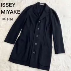 【美品】イッセイミヤケ ロングジャケット チェスターコート Mサイズ ブラック
