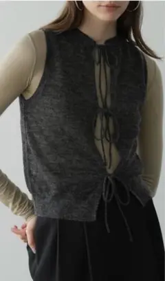 【美品】CLANE W FACE SHEER RIBBON KNIT TOPS
