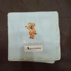 テディベア刺繍　ガーゼ　ハンカチ