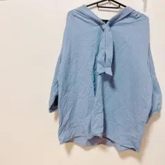 ストライプ柄　フロントリボン　シャツ 4L