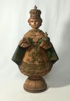 古い 木彫 国王 戴冠式 宗教美術 教徒 彫刻