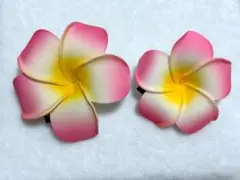 プルメリア サイド ヘアクリップ 2点セット （ホワイト/ピンク）