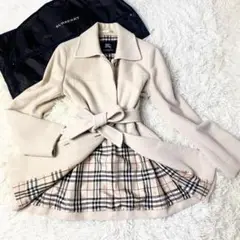 【極美品】バーバリーロンドン アンゴラ混 ウールコート ノバチェック ベルト付き