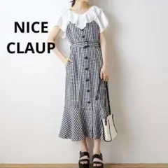 NICE CLAUP★マーメイド キャミワンピ チェック ジャンスカ