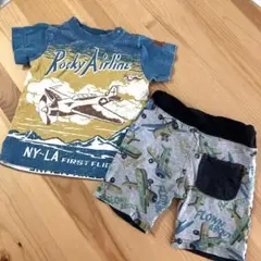 95cm 飛行機柄 Tシャツ ハーフパンツまとめ売り