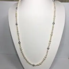 あこや真珠 SILVERクリップロングネックレス