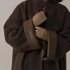 lawgy stand neck leather cuff coat