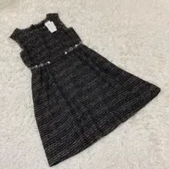 【タグ付】JILLSTUART ノースリーブツイードワンピース　ビジュー　黒　M