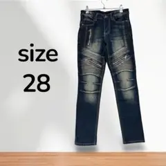 ストレッチデニム ダメージ加工　バイクジーンズ　デザインデニム