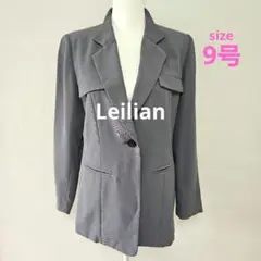 レリアン Leilian ジャケット グレー 9号 日本製 シンプル 丈長め
