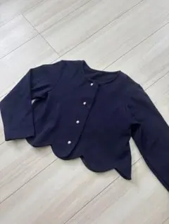 ネイビー スカラップヘム カーディガン 120cm
