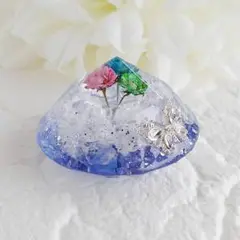 ミニ薔薇入り♡ダイヤモンド型盛り塩オルゴナイト016