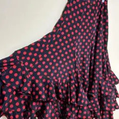 フラメンコ衣装　ダンススカート　赤黒ドット　水玉　ステージ