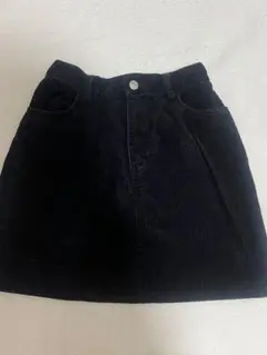 黒 コーデュロイ ミニスカート 後ろポケット付き スカート 黒