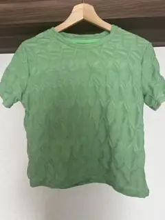 グリーン 半袖 Tシャツ 立体テクスチャー