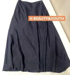 BEAUTY&YOUTH ロングスカート　サテン　ブラック　裏地付き　フレア