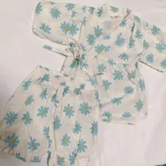 花柄 甚平セット 95cm 夏祭り 保育園 幼稚園 浴衣 スカイブルー 花
