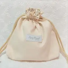 巾着 巾着袋 ポーチ 《花柄》 ブラウン