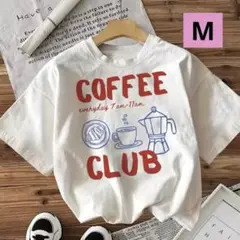 レディースコットンTシャツM COFFEE CLUB Tシャツ 半袖　韓国　原宿
