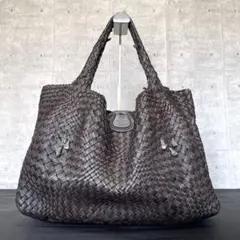 【FALORNI】イントレチャート ダークブラウン クリスタル A4トートバッグ