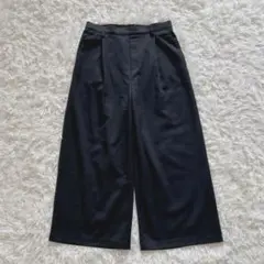 黒 ガウチョパンツ ゴムウエスト