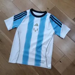 青白ストライプTシャツ　アルゼンチン　adidas　150