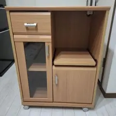 ナチュラルウッド 食器棚 キャスター付き