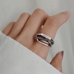 silver925 ワイド多重クロスリング/ シルバー925