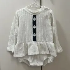 ホワイトフリルロンパース 80