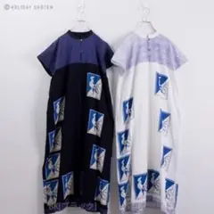 新品！キルキー　鳥柄アートプリント ロングワンピース ホワイト　北欧