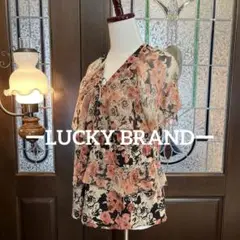 ーLUCKY BRANDー 【極美品】 花柄　Vネック 花柄フリルチュニック