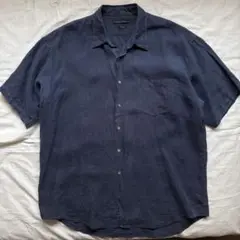 METROPOLITAN VIEW 半袖 シャツ リネン ネイビー XL