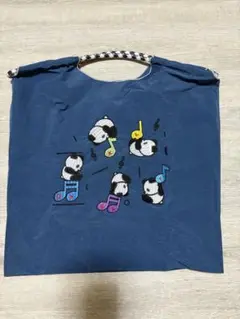 [レア柄]D KELLY パンダ刺繍 ネイビートートバッグ Mサイズ
