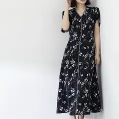 【N.】バイカラーフラワープリントワンピース