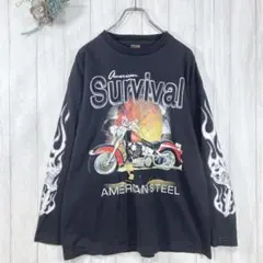 ☆インポートギア (L) アメリカン バイク ロングTシャツ ブラック