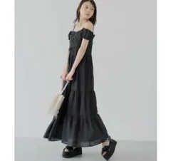 新品未使Chico チコ 2way バルーンデザインロングワンピース ブラック