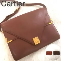 美品★カルティエ マストライン ショルダー レザー ブラウン