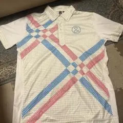 チェック柄ポロシャツ Lサイズ ホワイト
