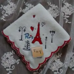 パリ風景刺繍ハンカチ