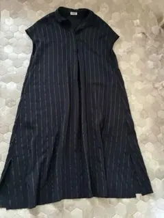 ♡美品♡ JEUNE MAMAN フレンチ袖ワンピース Mネイビー ストライプ