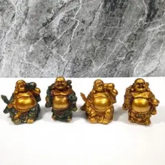 金色の布袋さま ミニサイズ置物 4体セット ダイソー