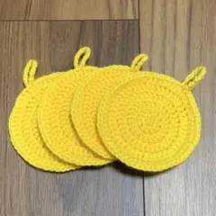 4枚組！サークル型アクリルたわし イエロー