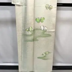 C310正絹　袷　訪問着　蝶々　銀駒刺繍　未使用しつけ付　着物