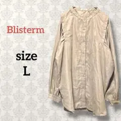 Blisterm【L】バンドカラーシャツチュニック ブラウン系 無地 体型カバー