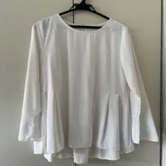 グローバルワーク　ホワイトフレアシルエット七分袖ブラウス