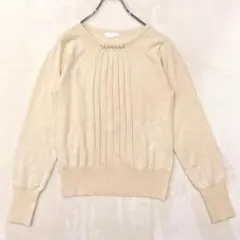 美品　インデックス　（L）　長袖ニット　パール　フェミニン　オフィス　薄手