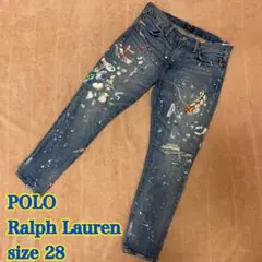 POLO Ralph Lauren デニム 刺繍 ペイント フェザー 美品