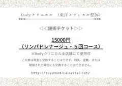 Bodyクリニカル 5回分回数券 15000円分チケット リンパ 整体 回数券
