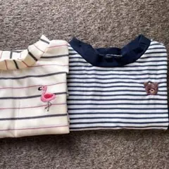 ハンドメイド ボーダーTシャツ 2枚セット＊130サイズ