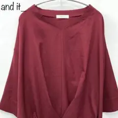 【and it_】裾タックドロップショルダーワイドブラウス　ボルドー　レッド　L